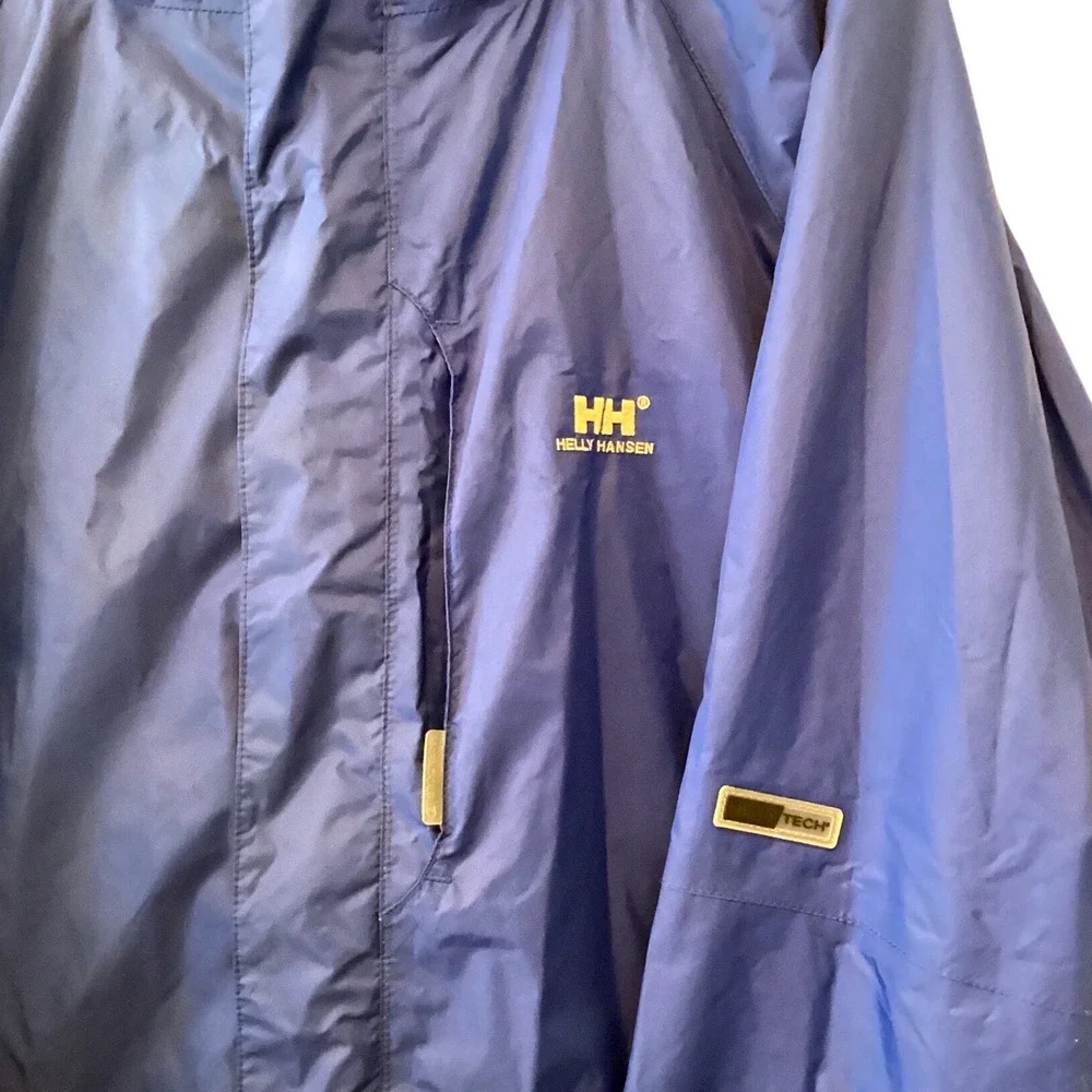 Helly‎ Hansen Helly Tech 3 Ski Rain Sailing Jacket Blue Waterproof Hood Medium
